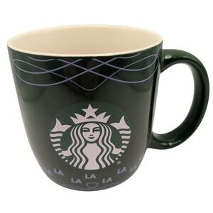 2020 Starbucks Christmas Fa La La La Ceramic Green Coffee Mug 18 oz